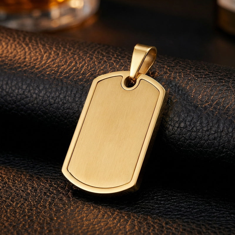 Stainless Steel Men's Army Brand Pendant, Vacuum Electroplating Sand Surface Dog Brand Titanium Necklace