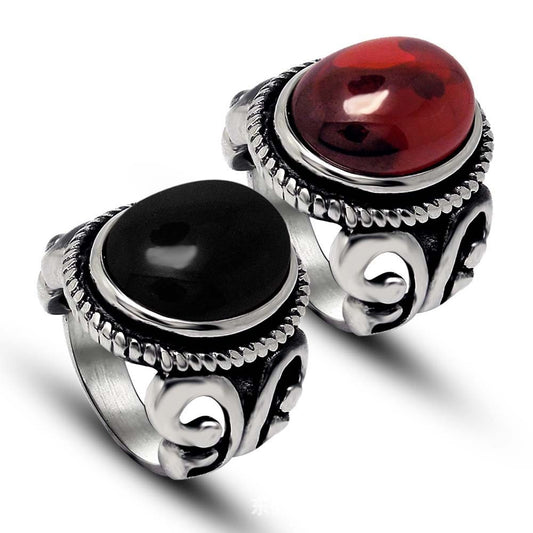 Titanium Steel Trendy Couple Ring - European and American Punk Style Jewelry for Men