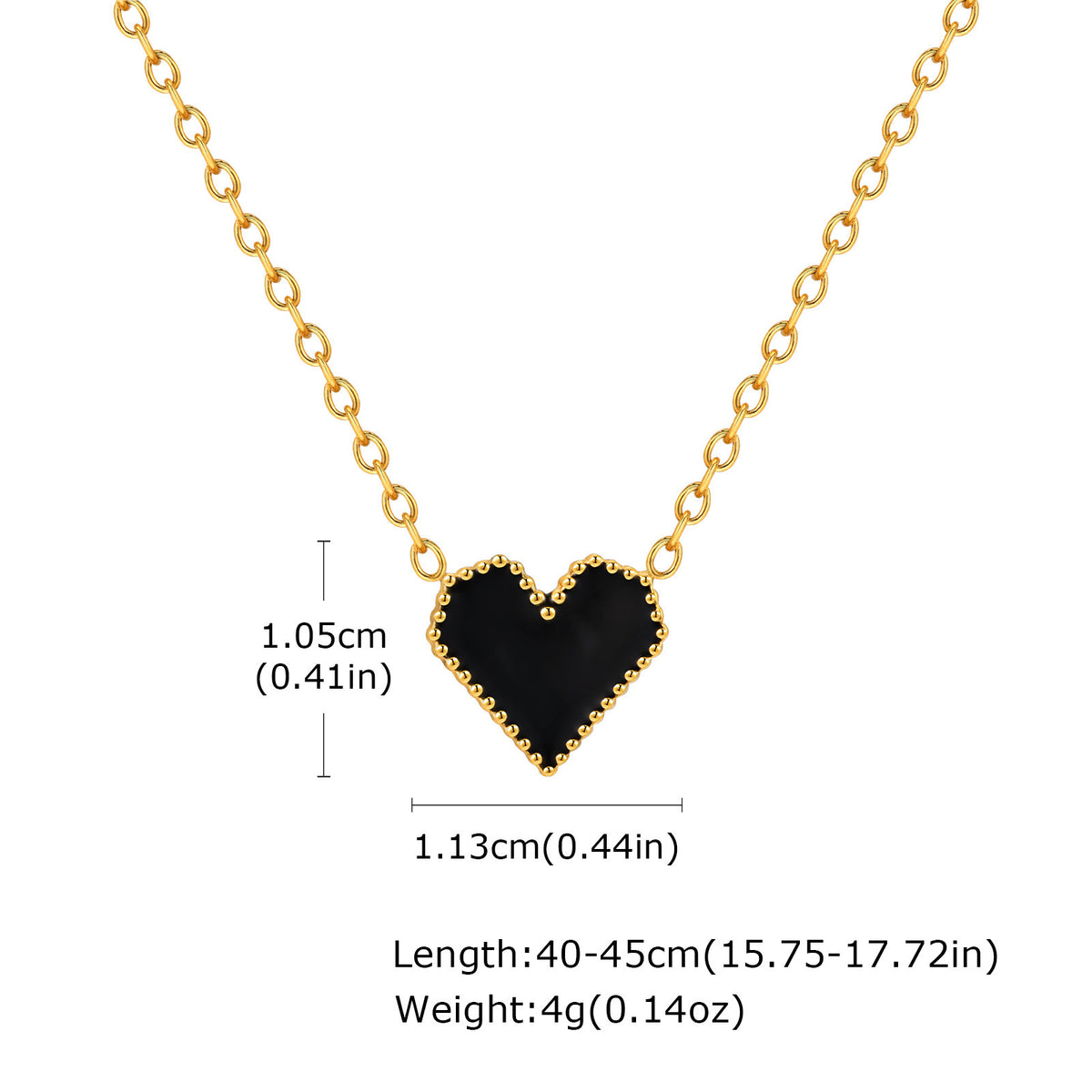Stainless Steel Vinyl Heart-Shaped Gold Necklace For Women