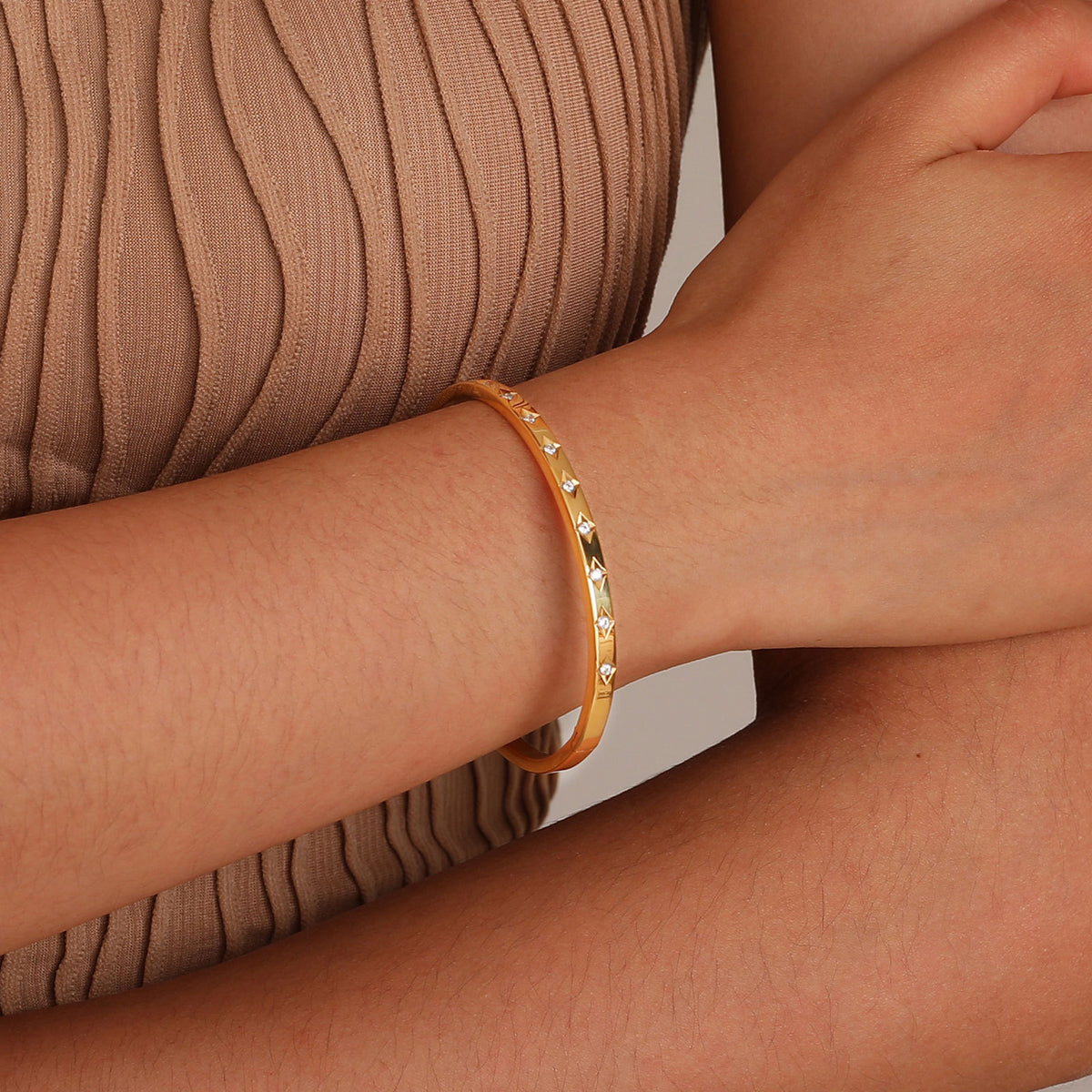 Flower Zircon Stainless Steel Bracelet for Women