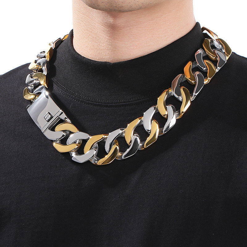 Planderful Exaggerated Wide Cuban Chain Necklace for Men