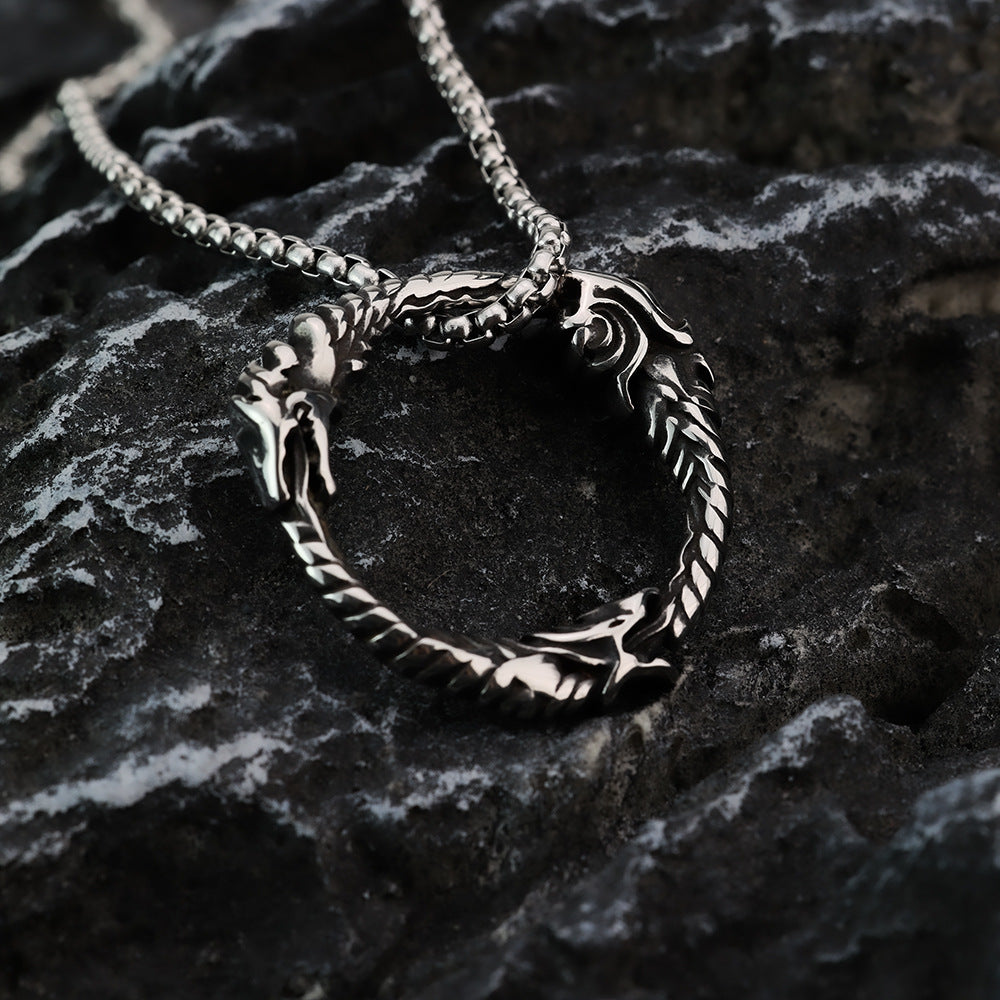 Dragon Pendant For Men In Stainless Titanium Steel Rugged Viking Punk Necklace By Planderful Norse Legacy