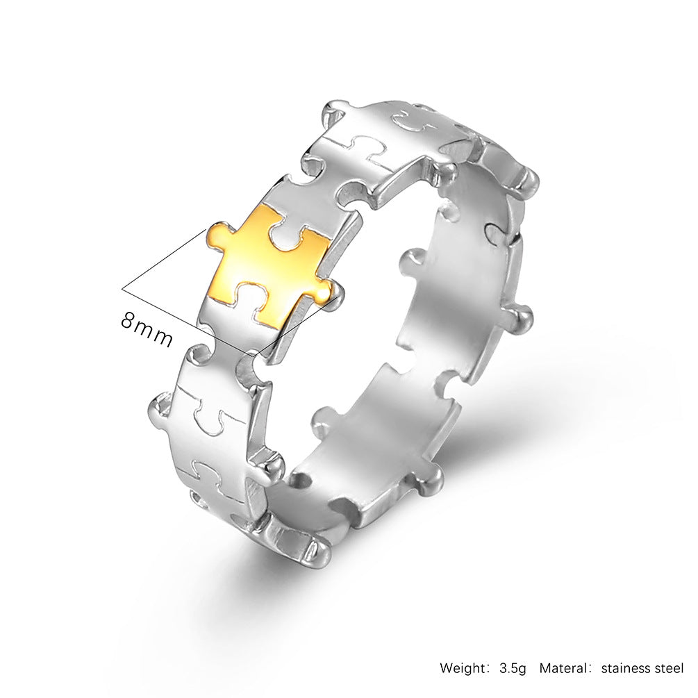 Planderful Personalized Puzzle Ring For Couples Titanium Steel Light Luxury Design