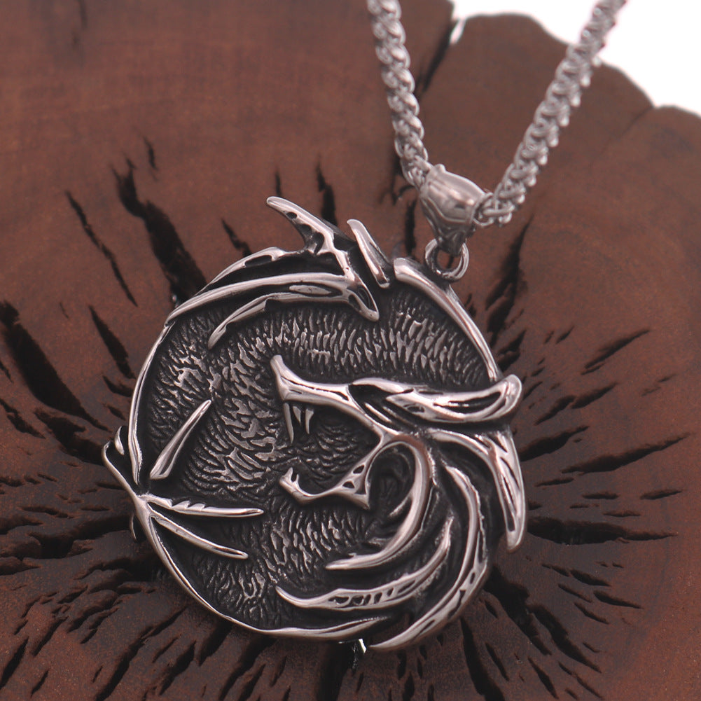 Viking Legend Wolf Hunter Titanium Steel Necklace - European & American Stainless Steel Pendant