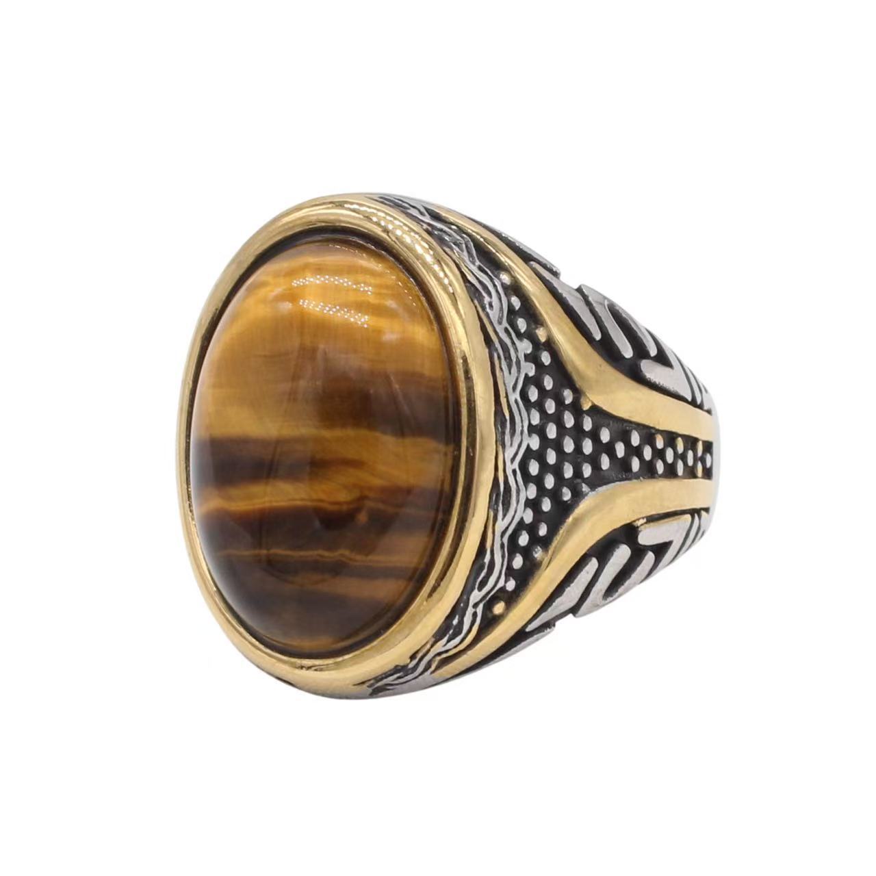 Planderful Jewelry Crystal Stone Ring Steel Ring In Retro European American Style For Everyday Wear