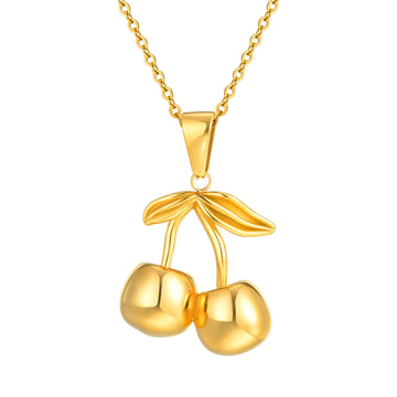 Stainless steel cherry necklace pendant gold ins wind niche women's jewelry, jewelry