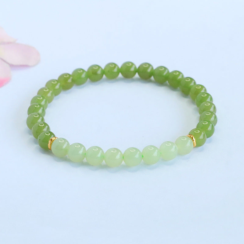 Gradient Hetian Jade Bead Bracelet