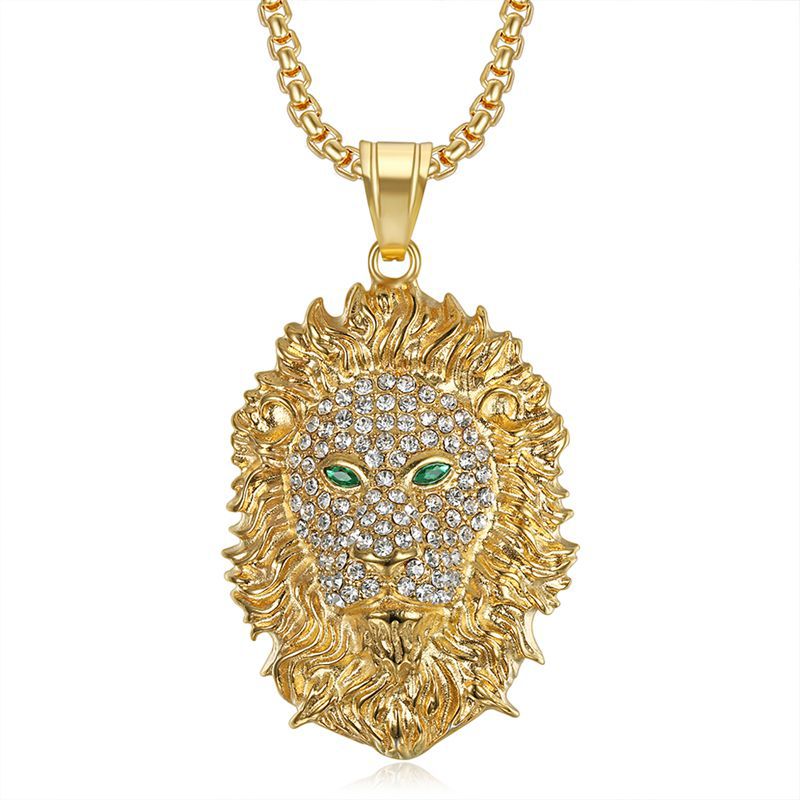 Rhinestone Necklace – Statement Lion Head Pendant For Hip Hop Streetwear And Everyday Glam