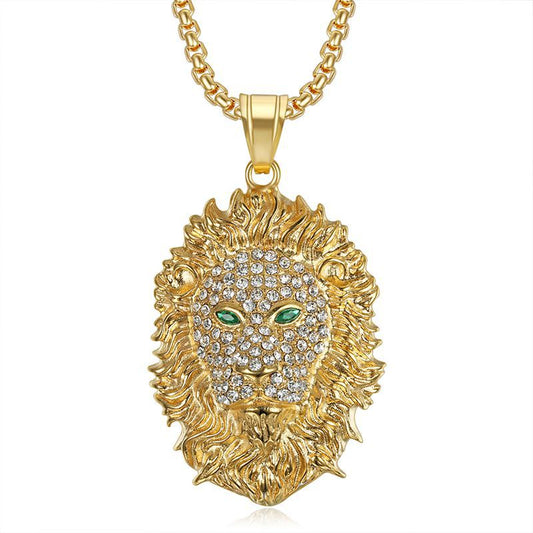 Rhinestone Necklace – Statement Lion Head Pendant For Hip Hop Streetwear And Everyday Glam