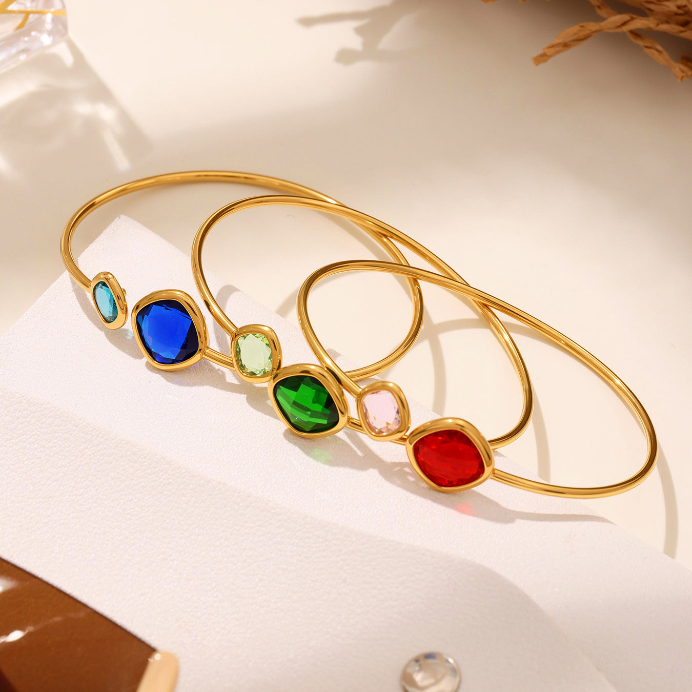 Planderful Czech Glass Stone Open Bracelet Women Fashion