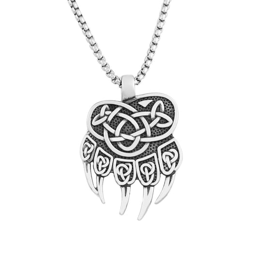 European and American Stainless Steel Bear Claw Necklace for Men