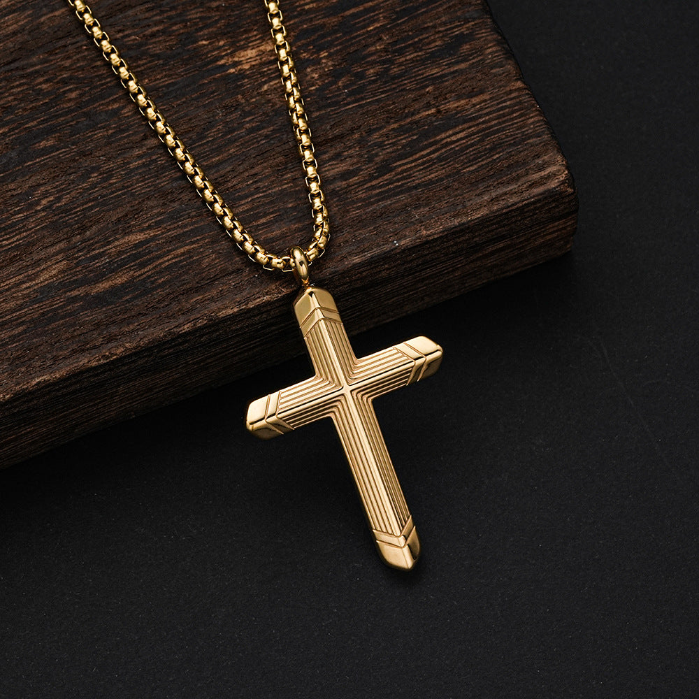 Planderful Everyday Genie Titanium Steel Cross Necklace Unisex Pendant For Everyday Wear Modern Style