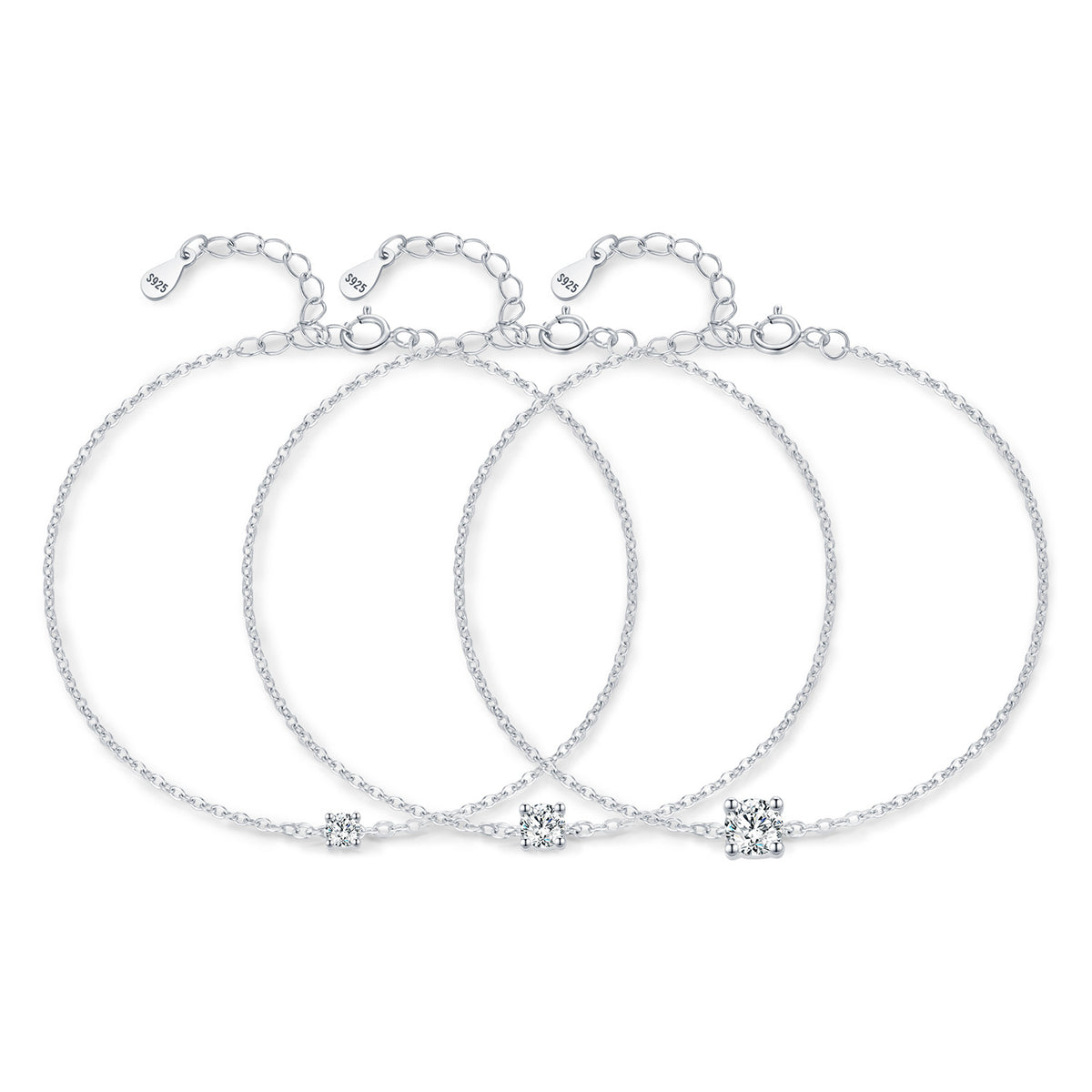 925 Sterling Silver Moissanite Stacking Bracelet