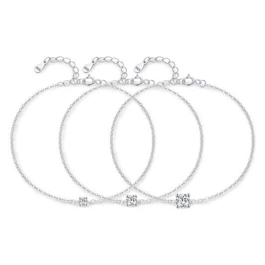 925 Sterling Silver Moissanite Stacking Bracelet