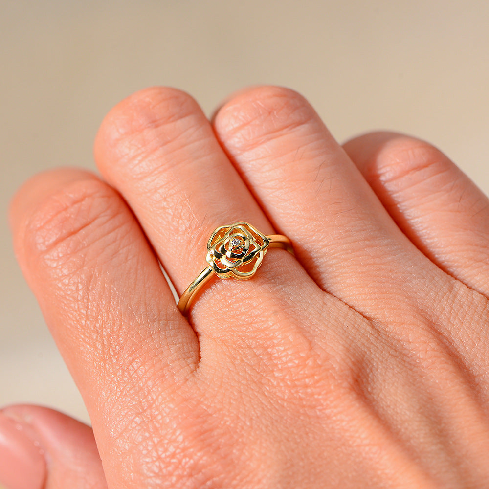 French Gentle Flower Sterling Silver Ring Ring Jewelry