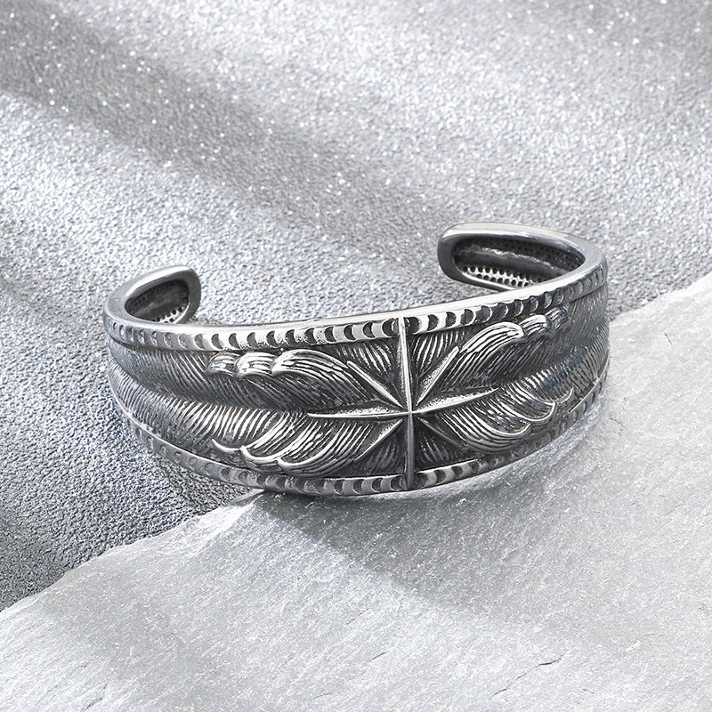 Dead Wood Thorns Open Bracelet – Gothic Octagon Star Eye Of Horus Titanium Steel Men's