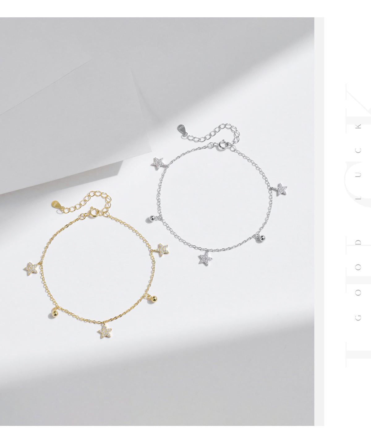 925 Sterling Silver Star Clover Zircon Bracelet