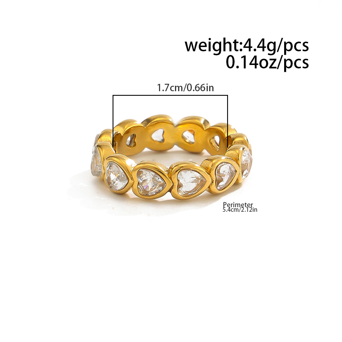 Planderful Zircon Ring For Women Geometric Round Inlay Stainless Steel Statement