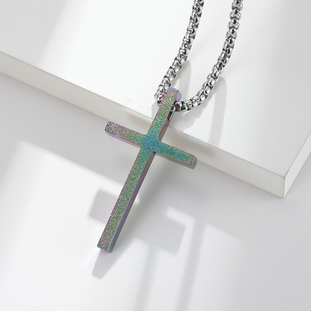 Planderful Cross Necklace Pendant Matte Titanium Steel For Everyday Wear Gift For Him