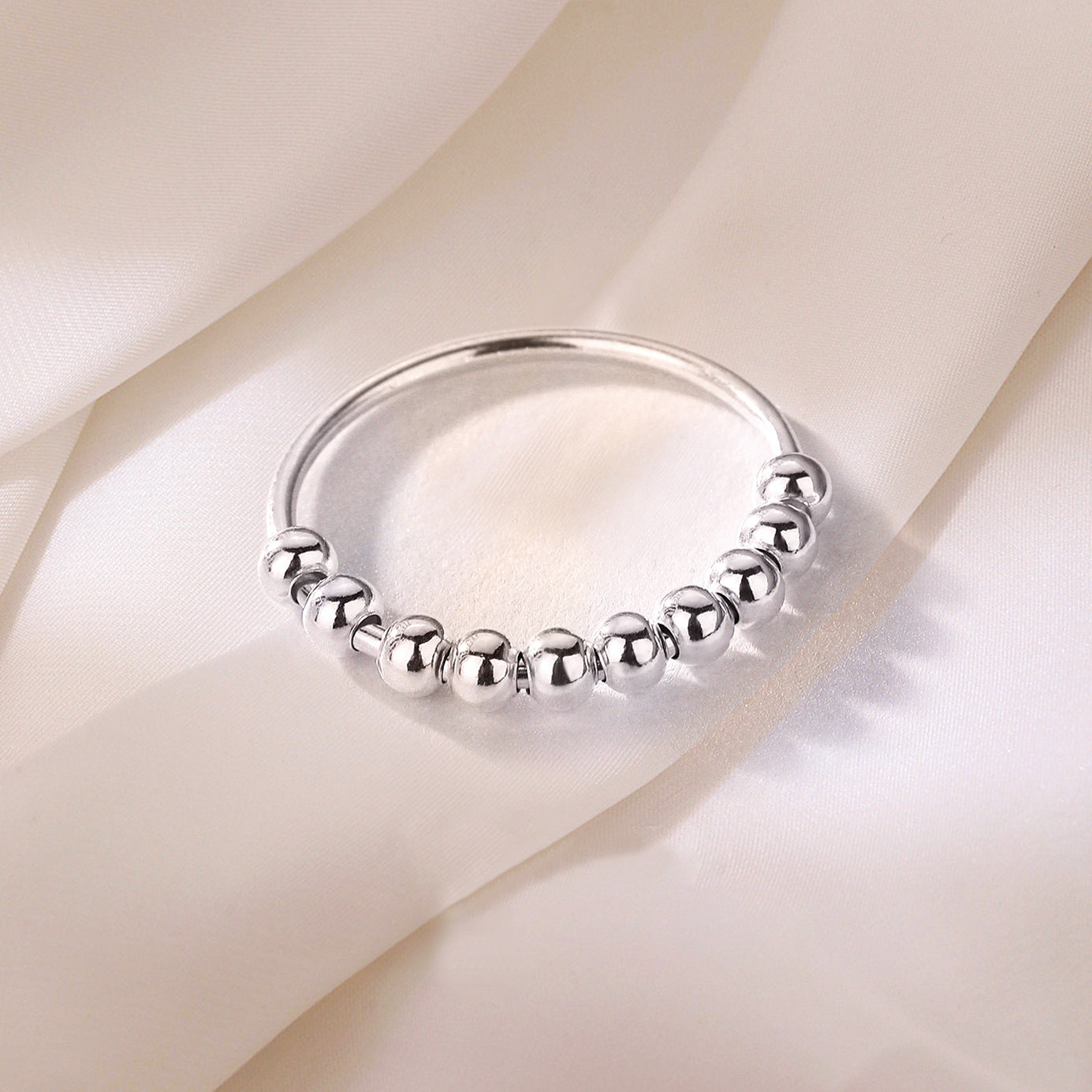 Cross-Border Silver Jewelry S990 Beaded Women's Ring Wholesale