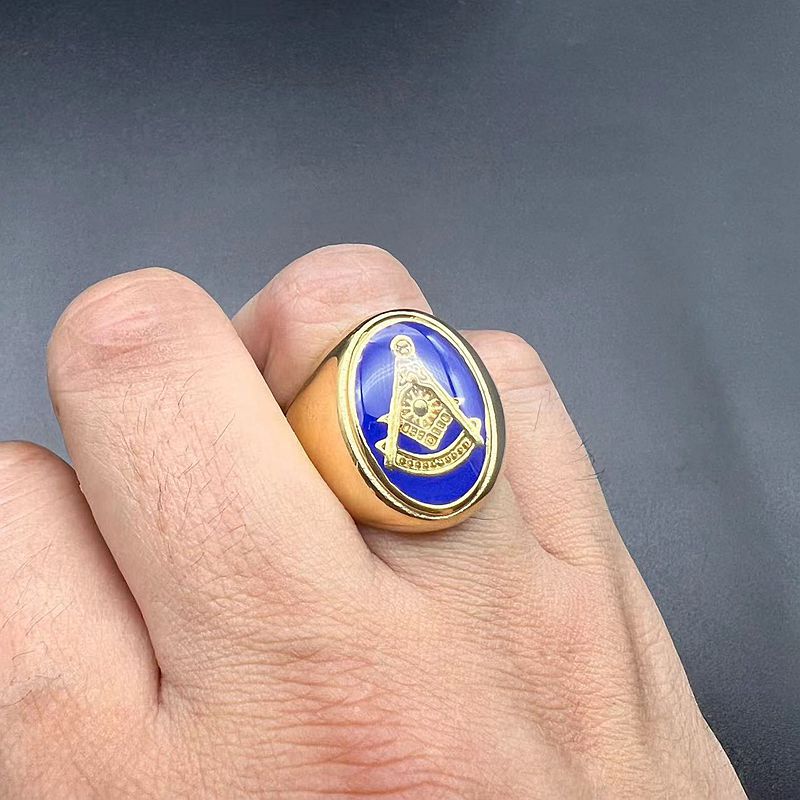 Planderful Everyday Genie Stainless Steel Gold Plated Blue Ring For Men Durable Fashion Accessory
