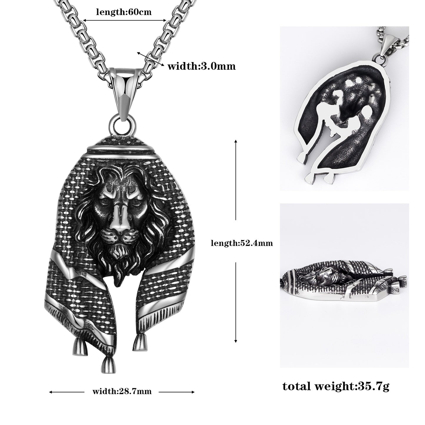 Stainless Steel Necklace - Statement Lion Pendant