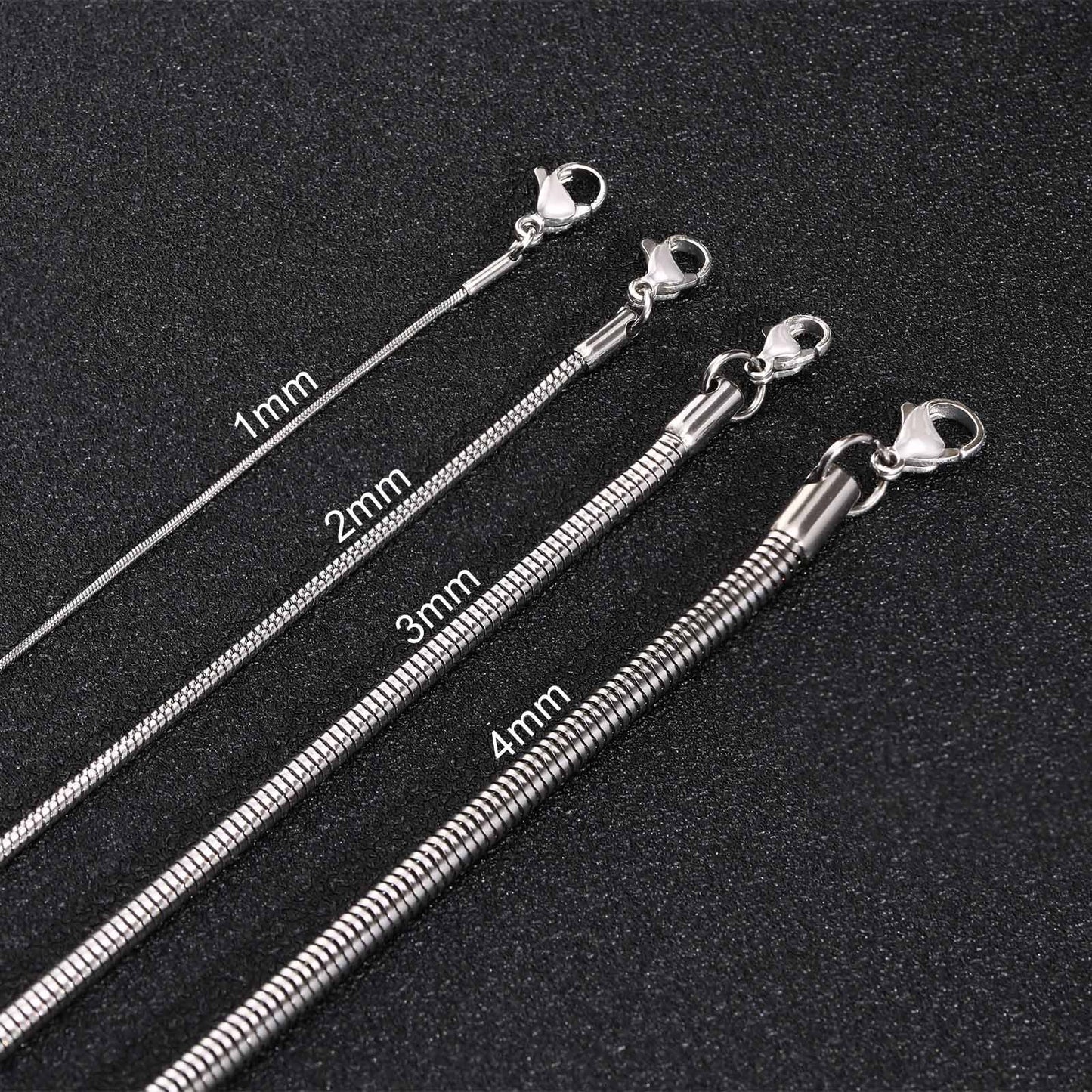 3MM Wide Stainless Steel Round Snake Chain Necklace