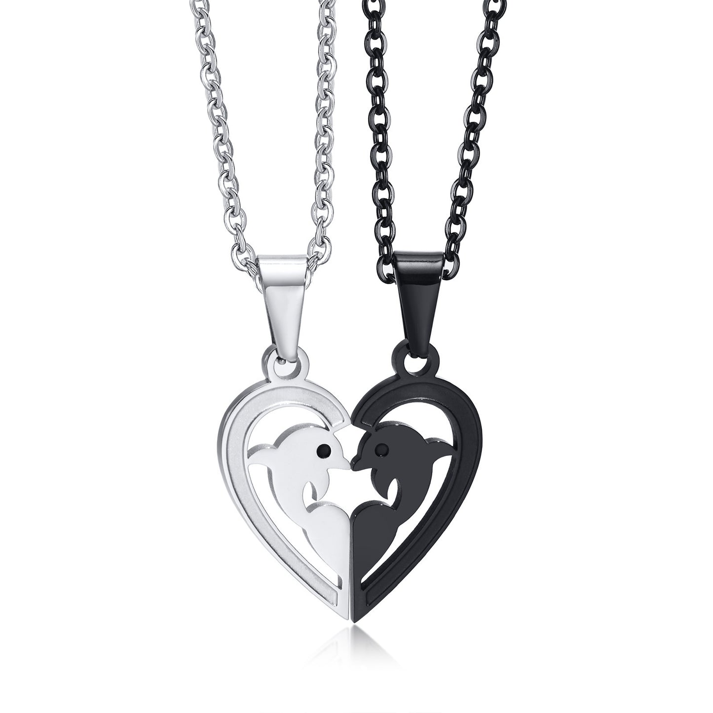 Couple Pendant Stainless Steel Dolphin Puzzle Swan Heart