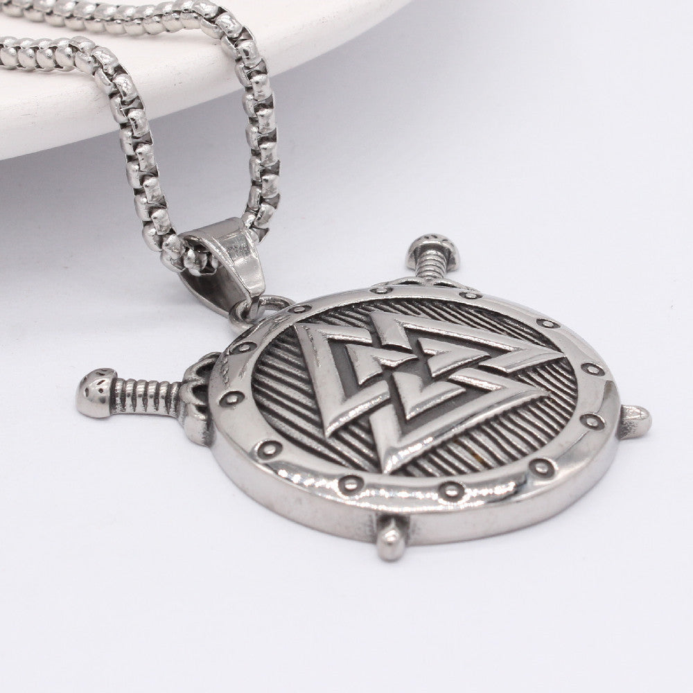 Viking Pendant Titanium Steel Necklace Unisex Shield Protection Symbol For Men Women Planderful Durable