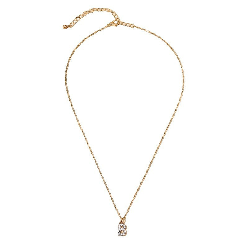 Japan-Korea Fusion 26-Letter Pendant Necklace with Metal Chain