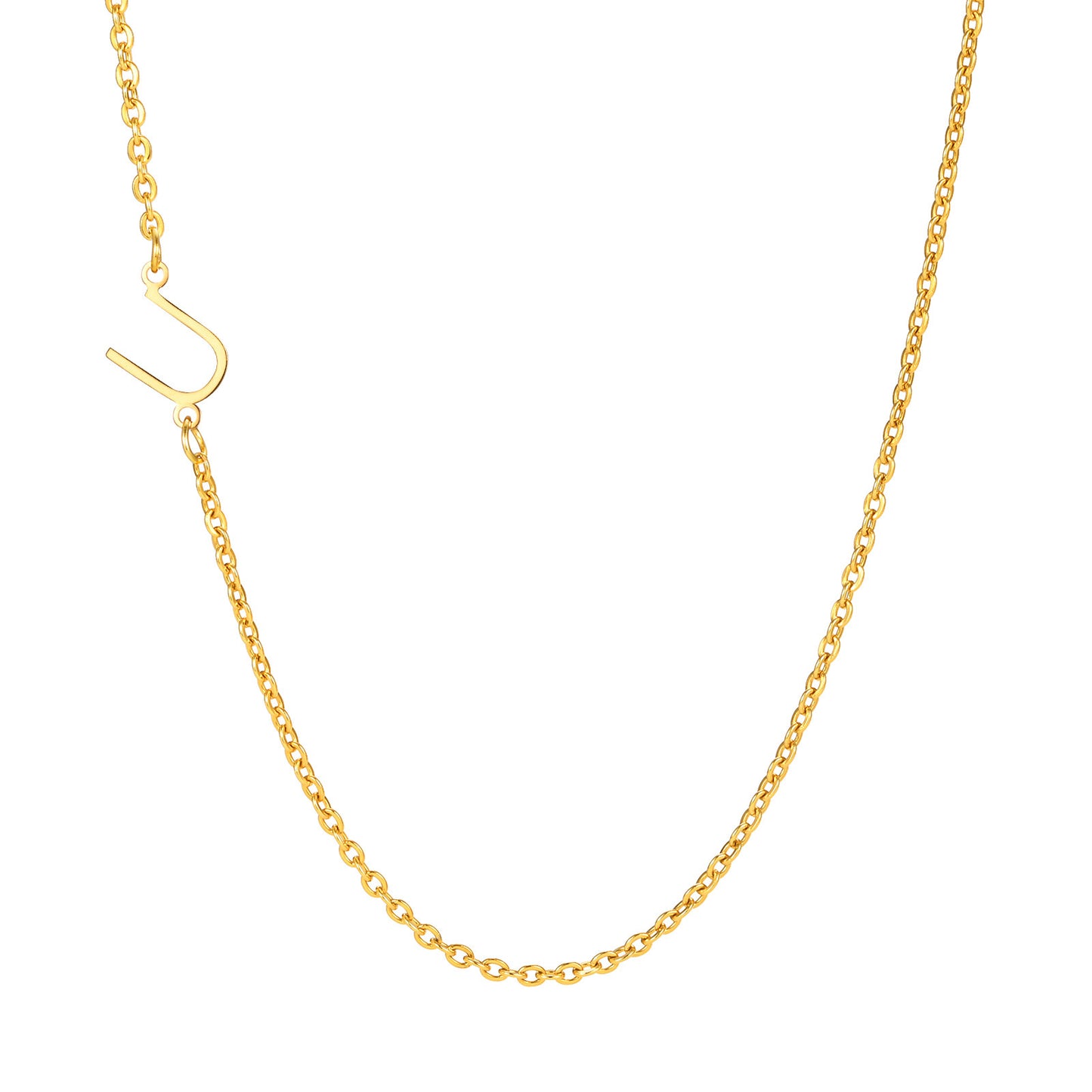 Stainless Steel Flat Cross Chain Letter Necklace Gold Collarbone Chain Letter