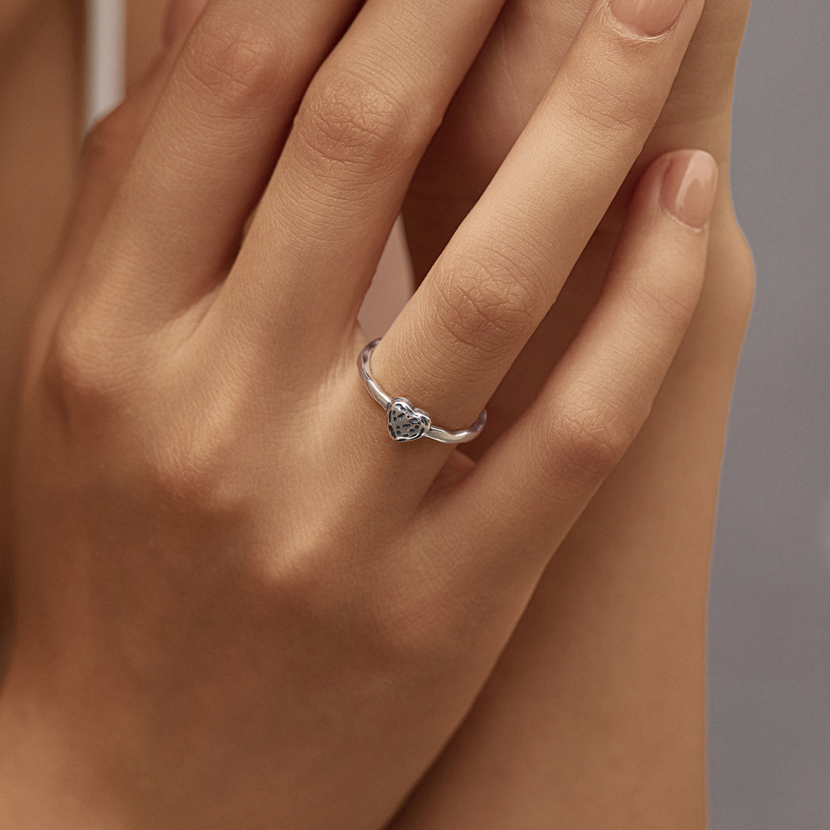 925 Sterling Silver Heart Irregular Ring