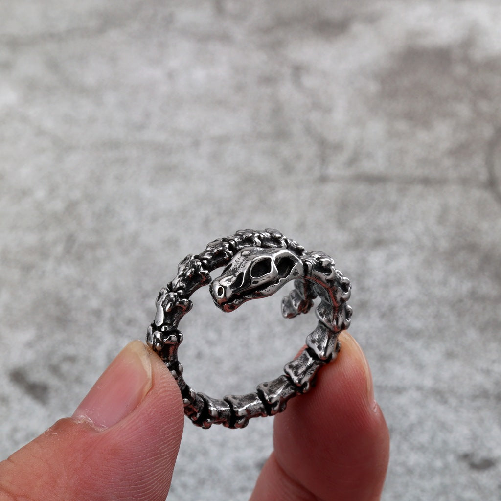 Vintage Viking Snake Stainless Steel Men's Ring