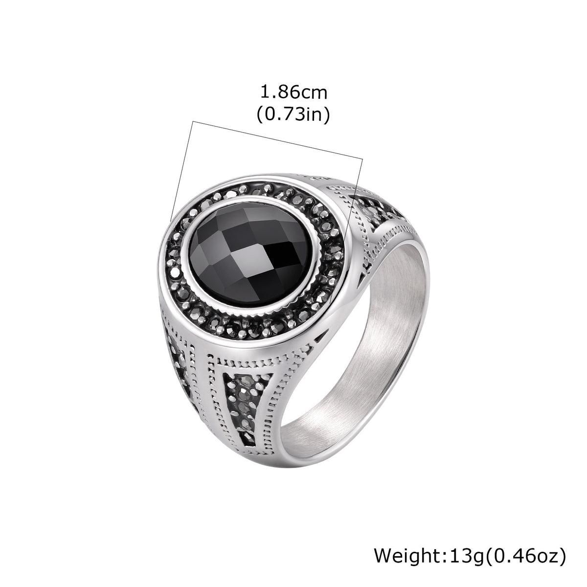 Stainless Steel Men's Party Rock Wear Oval Glass Cool Ring