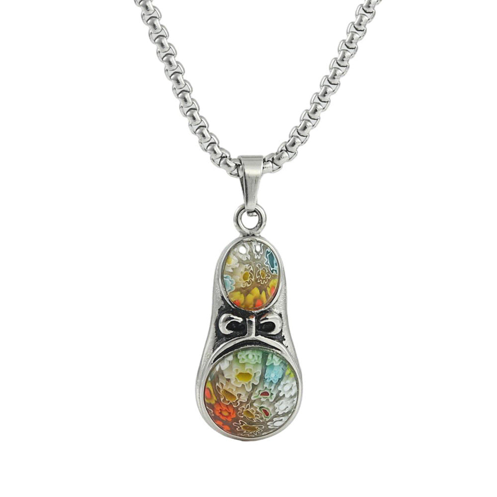 European And American Stainless Steel Gourd Pendant Punk Necklace