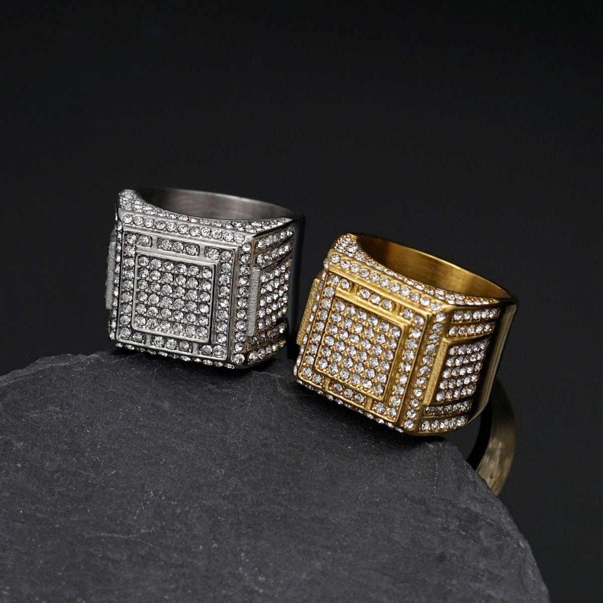 Planderful Everyday Genie Stainless Steel Zircon Ring For Men Unisex Bold Statement Jewelry
