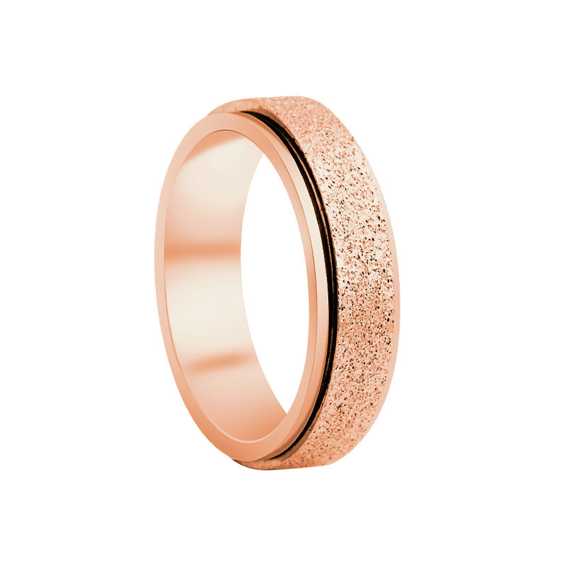 Planderful 6MM Colorful Rose Gold Rotating Ring Titanium Steel Matte Decompression Jewelry For Unisex