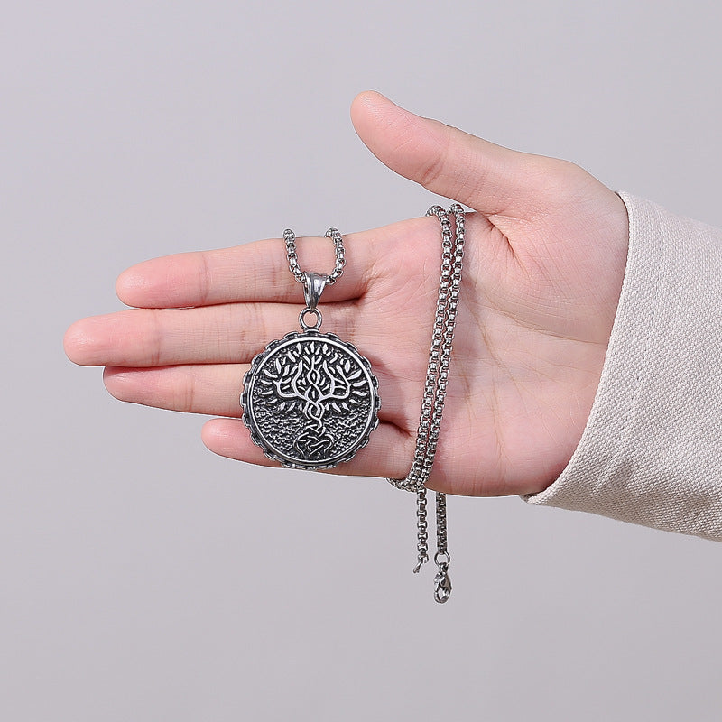 Stainless Steel Necklace – Vintage Nordic Viking Tree Of Life Pendant For Men Gift Ready