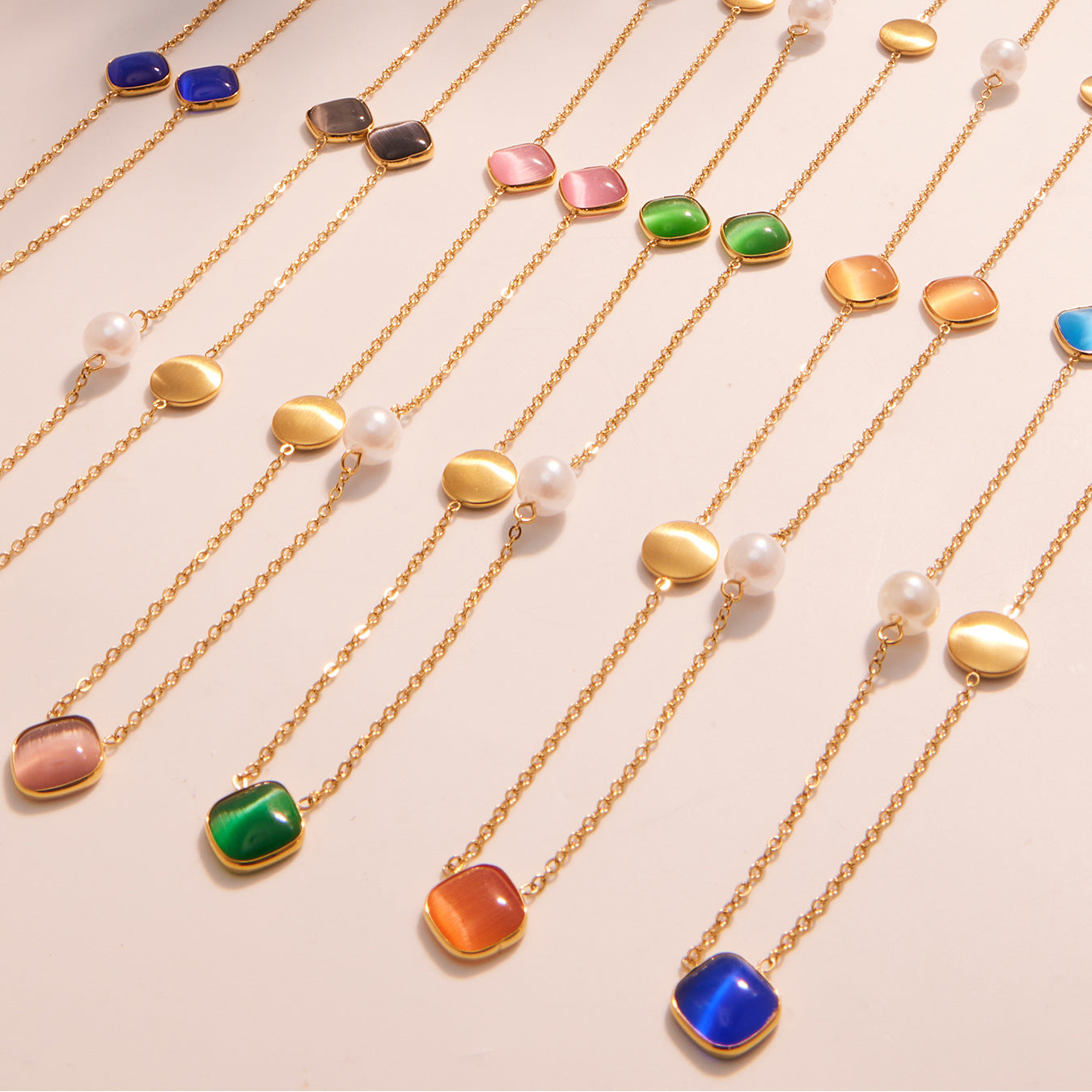 Planderful Candy Color Opal Necklace Gold Plated For Women