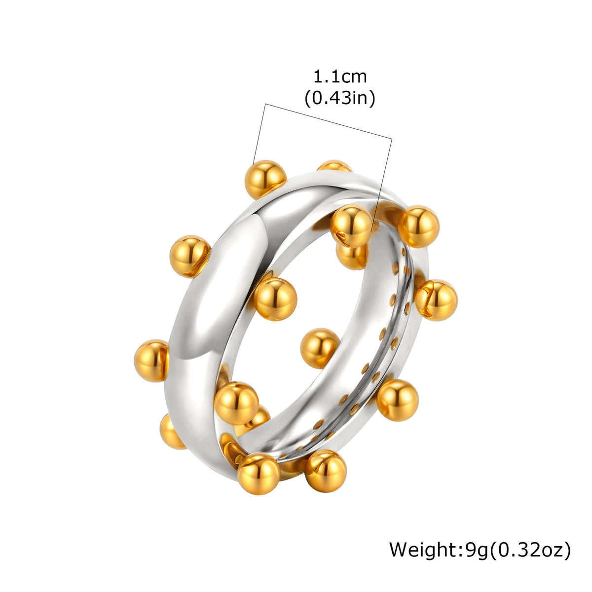 Stainless Steel Geometric Steel Ball Opening Bracelet Steel Ball Ring Cool Geometric