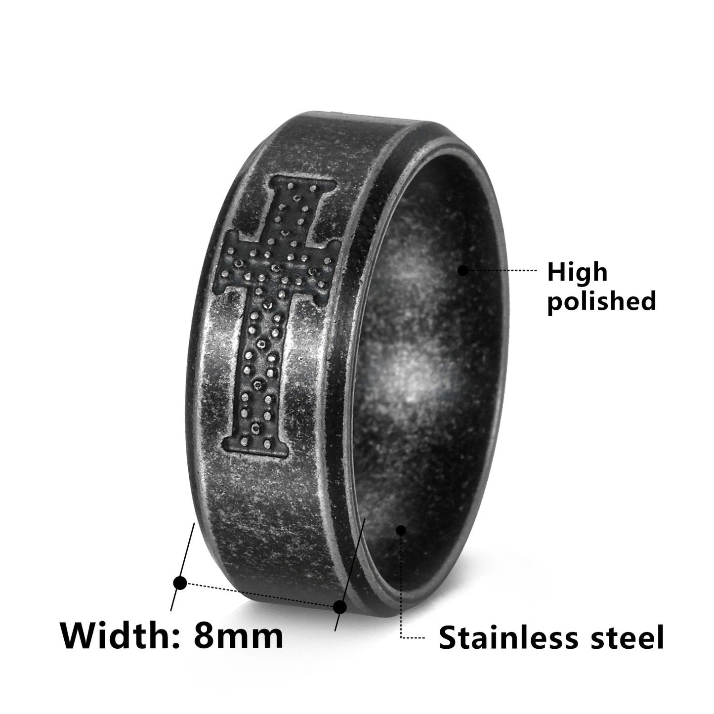 Stainless Steel Cross Ring Planderful Everyday Genie Unisex Protection Statement Jewelry For Him And Her