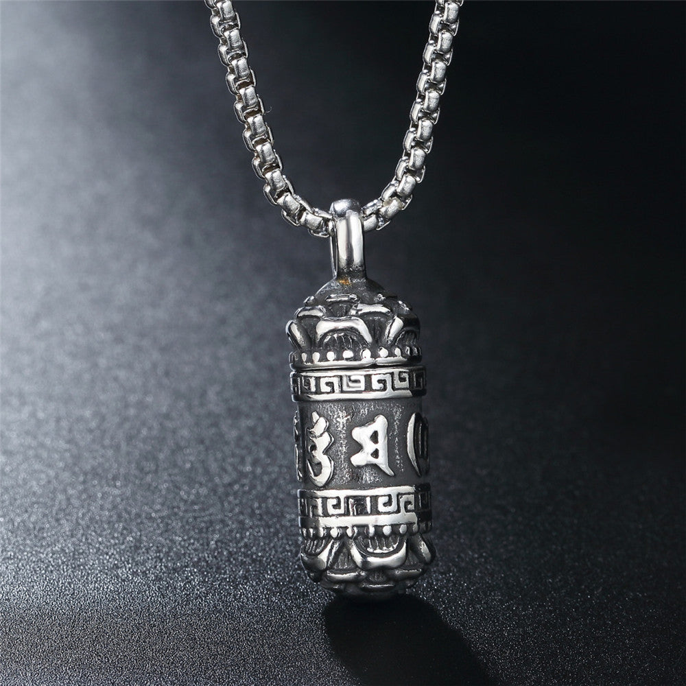 Six Character Mantra Pendant For Unisex Wearers In Titanium Steel Bold Protection Statement Planderful