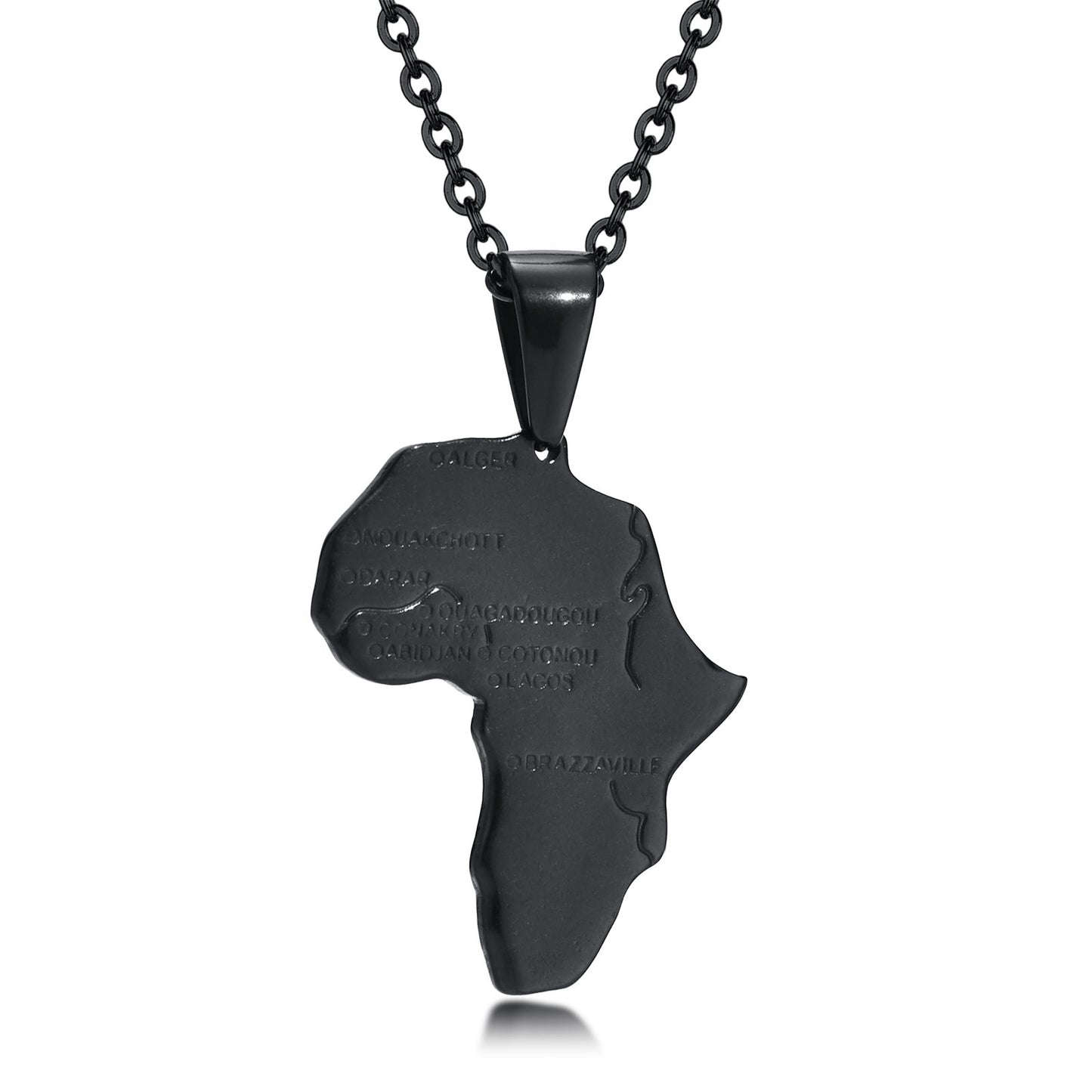 Stainless Steel Africa Map Pendant Necklace for Men