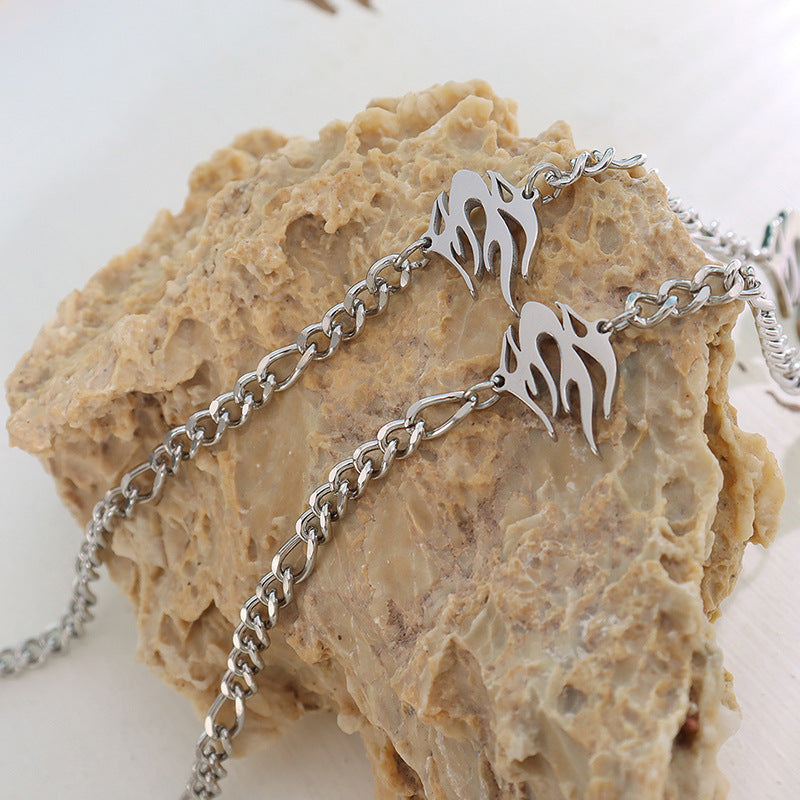 Flame Element Titanium Steel Necklace - Unisex Cold Wind Jewelry