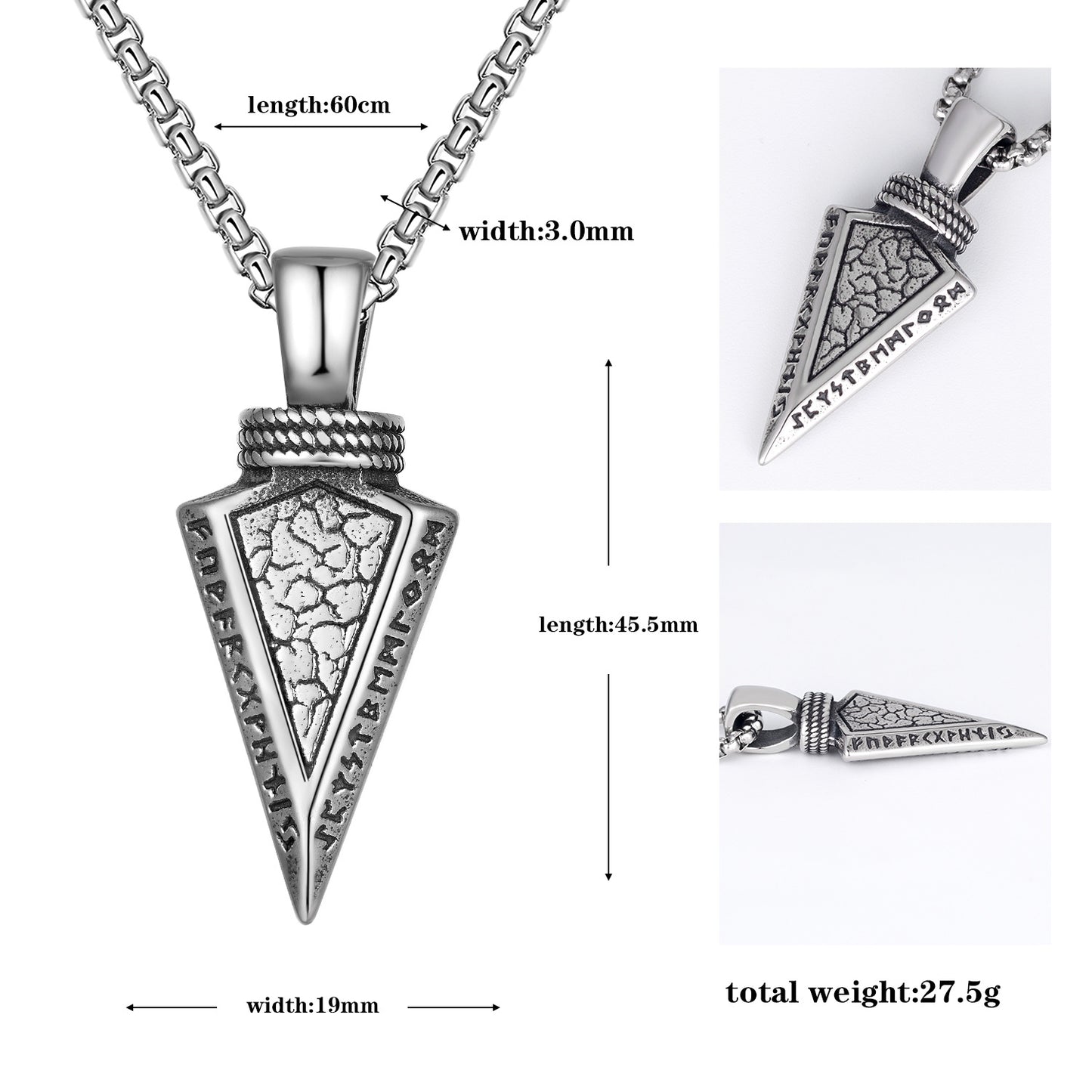 Steel Necklace – Vintage Viking Arrow Pendant