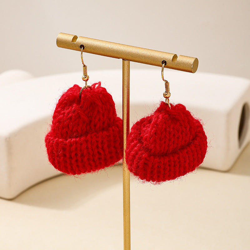 Planderful Vienna Verve Earrings – Unique Hand-Woven Red Wool Design