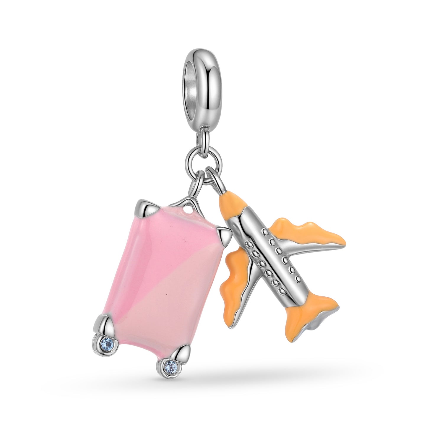 Planderful Jewelry Sterling Silver Pendant Travel Luggage Beaded Necklace For Everyday Wear