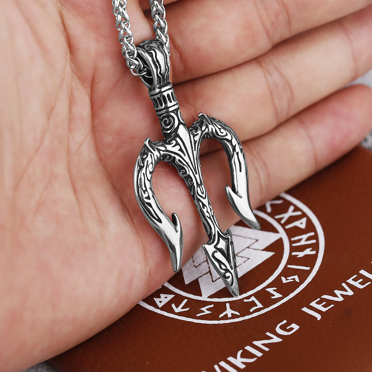 Poseidon Trident Pendant Stainless Steel For Men By Planderful Everyday Genie Hip Hop Necklace Bold Statement Accessory