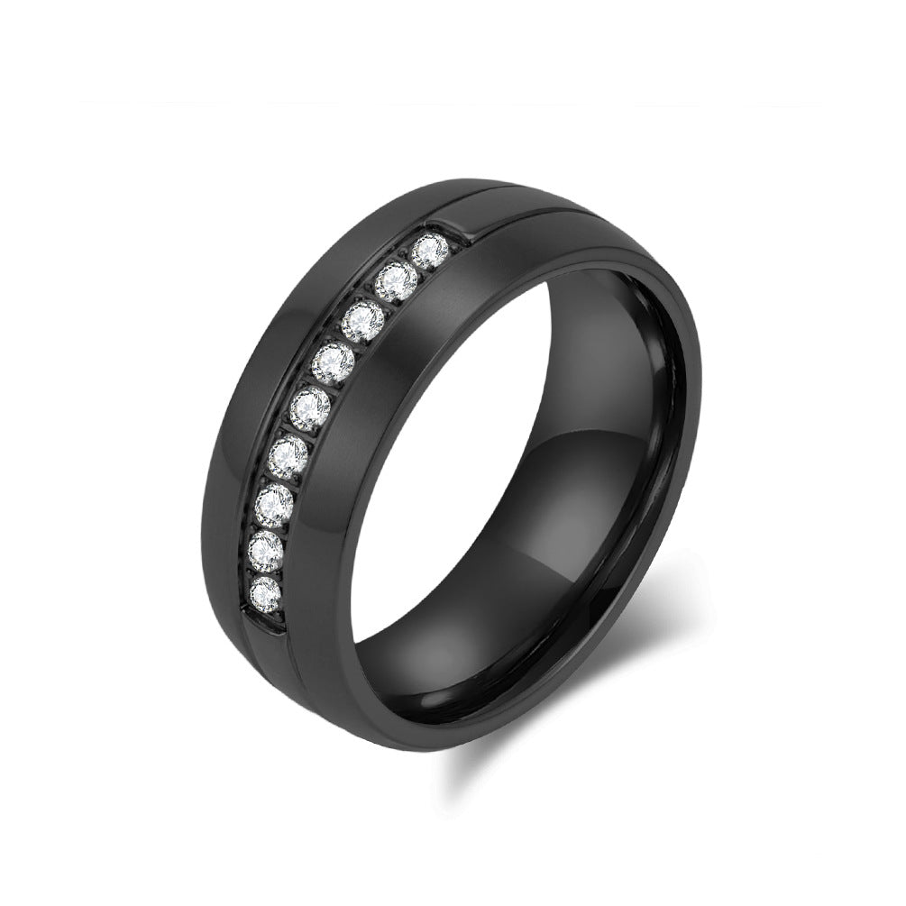 Planderful Titanium Steel Zircon Ring For Couples Matte Finish High End Fashion Jewelry