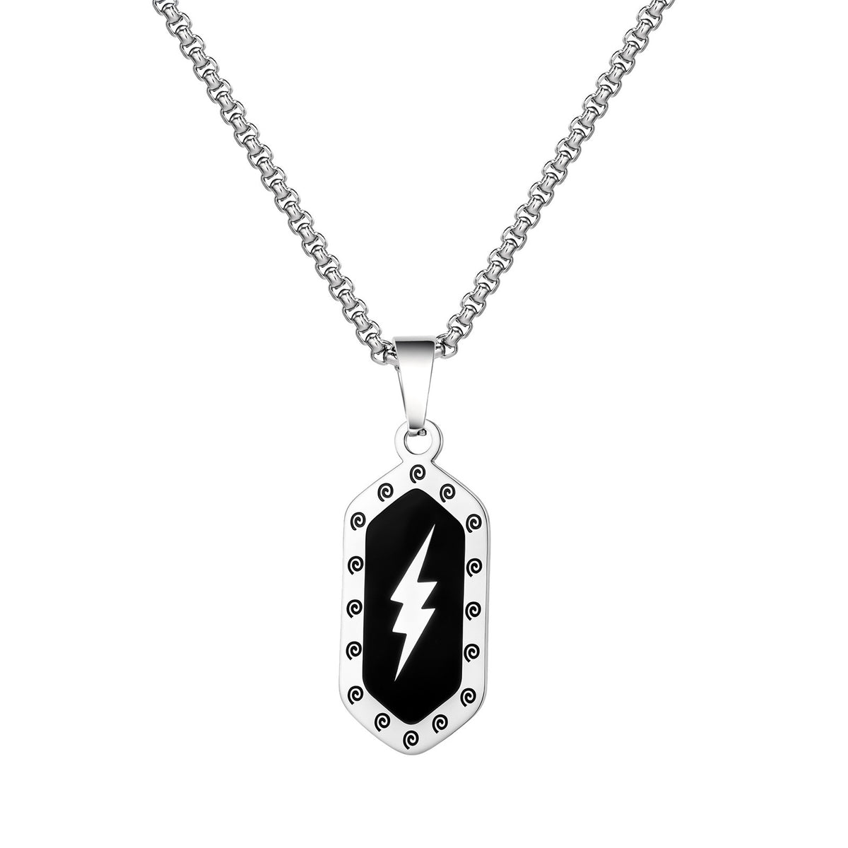 Lightning Bolt Dog Tag Pendant — Chain Optional